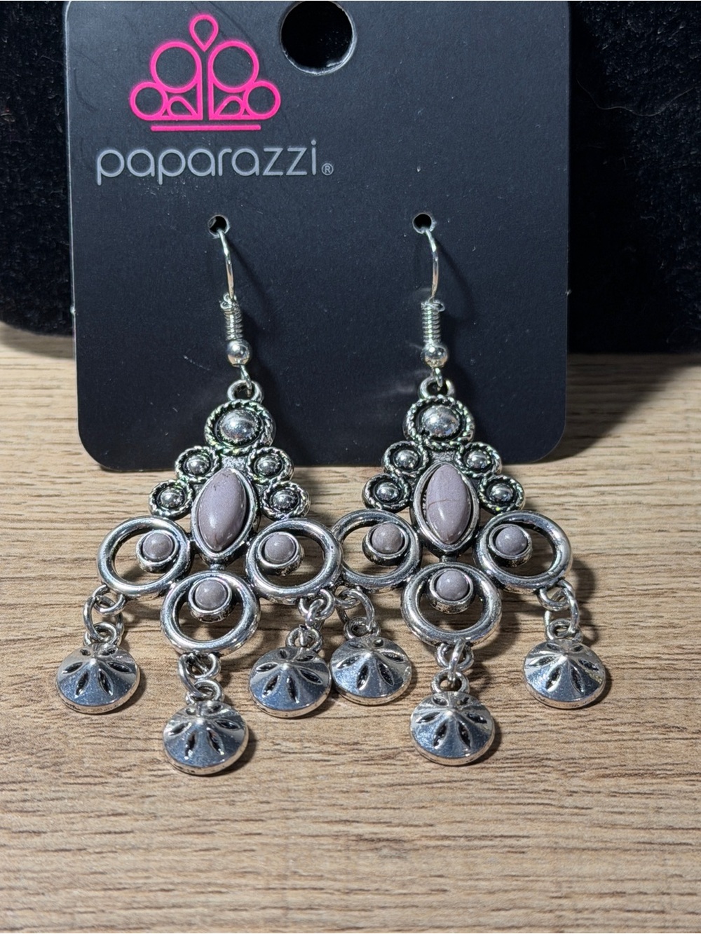 paparazzi Silver-Tone Lilac Chandelier Earrings